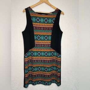 Promod Colorful Geometric Pattern Retro Tapestry Sheath Dress Women’s Size L